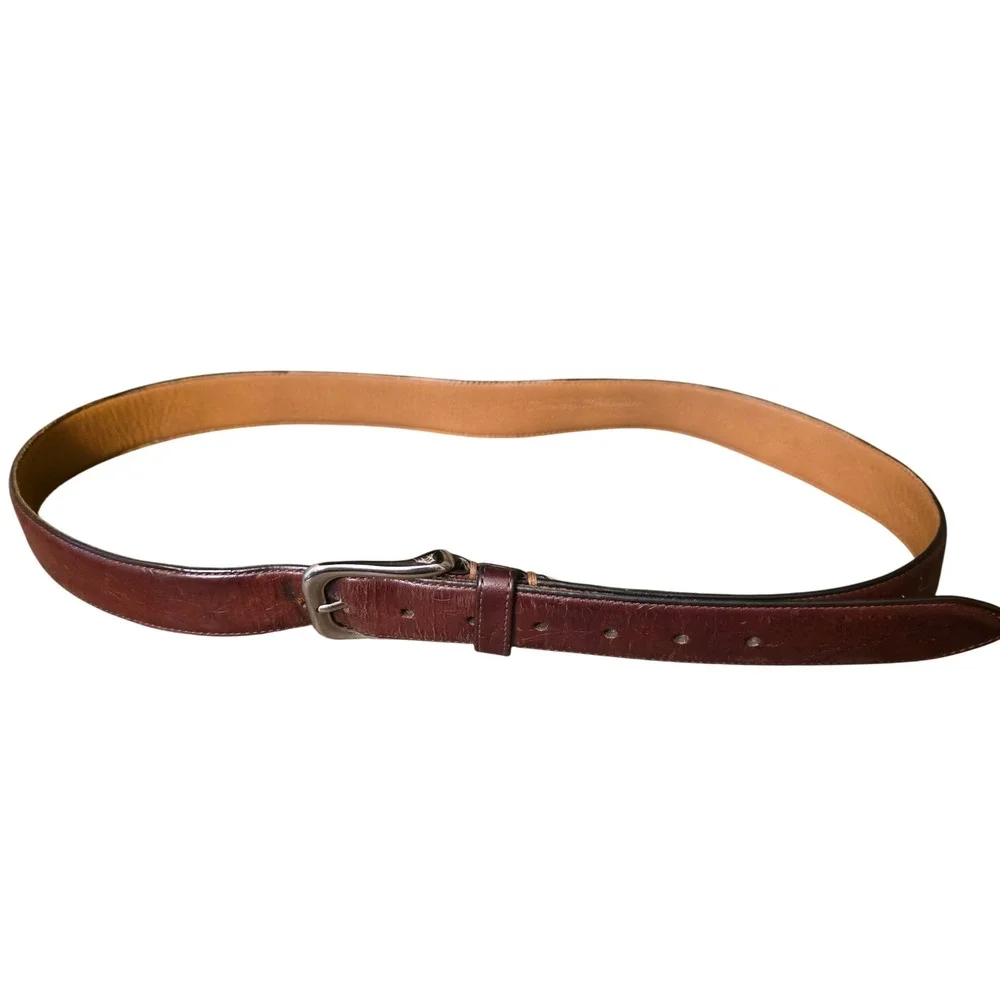 Tommy Bahama Mens Brown Leather Embossed Palm Leaf Belt Size 38-40